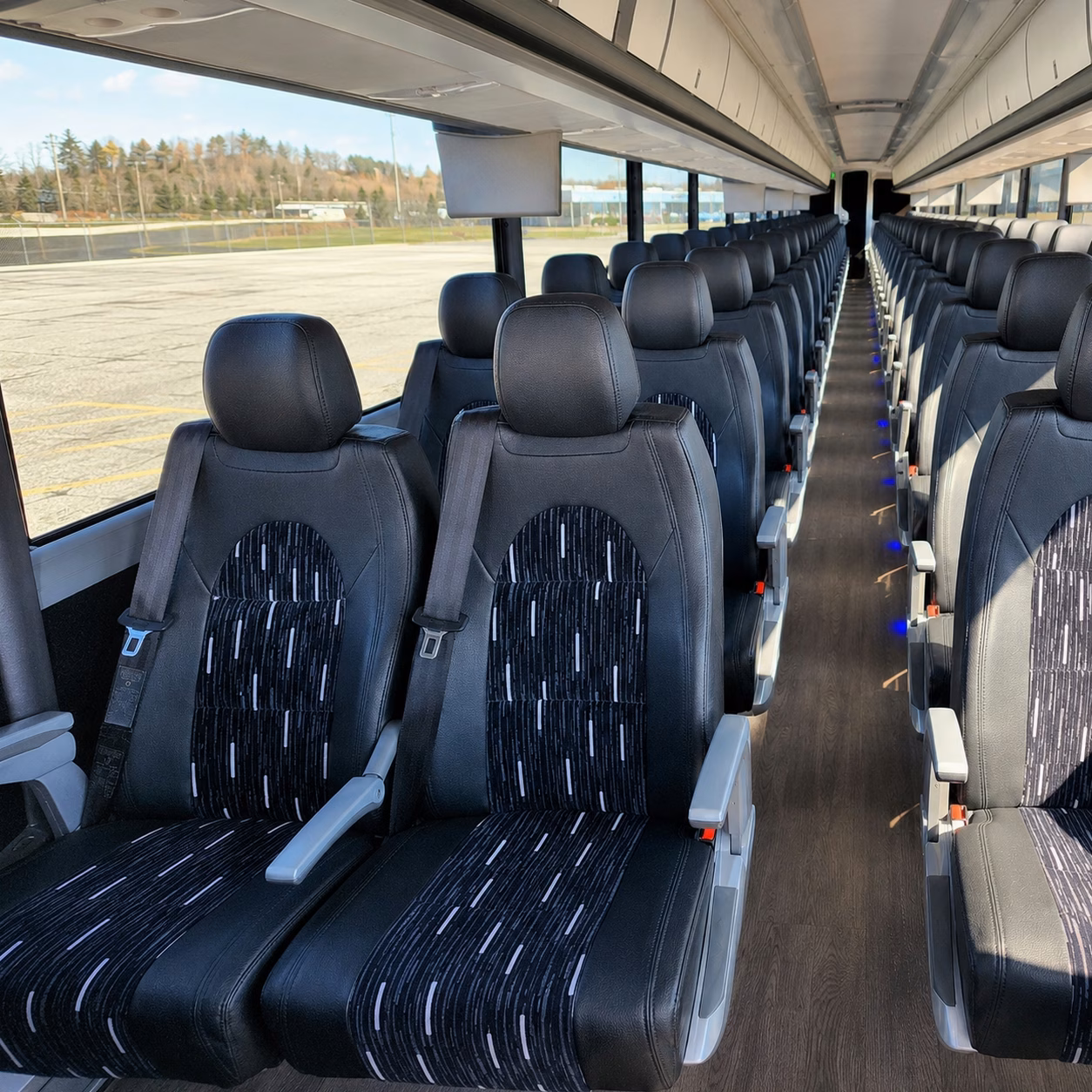 greenville charter bus rental interior